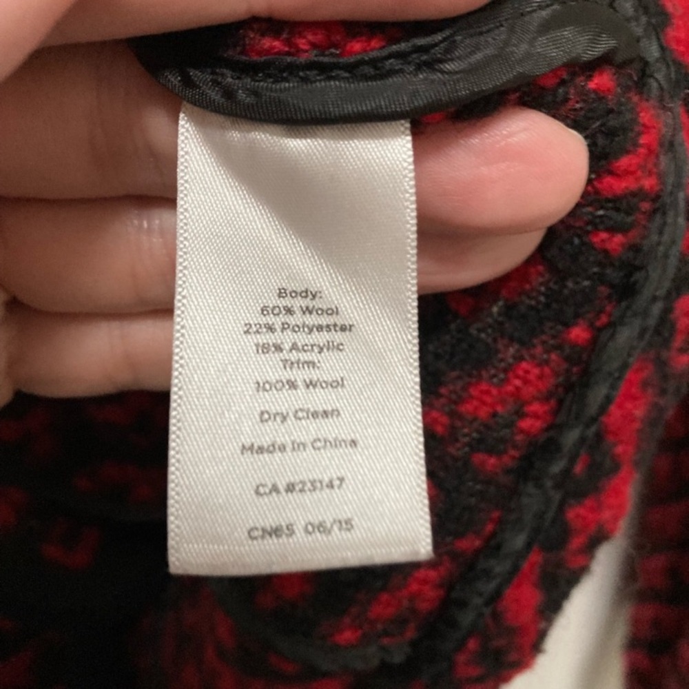 Talbots Red & Black Houndstooth Pattern Button Up… - image 2